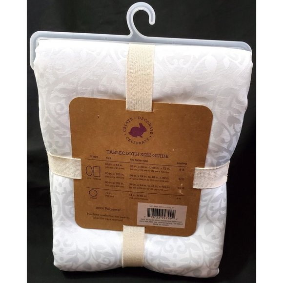 Create Decorate Celebrate MELANIE TABLECLOTH 60x102" spring summer white pattern - Picture 3 of 4